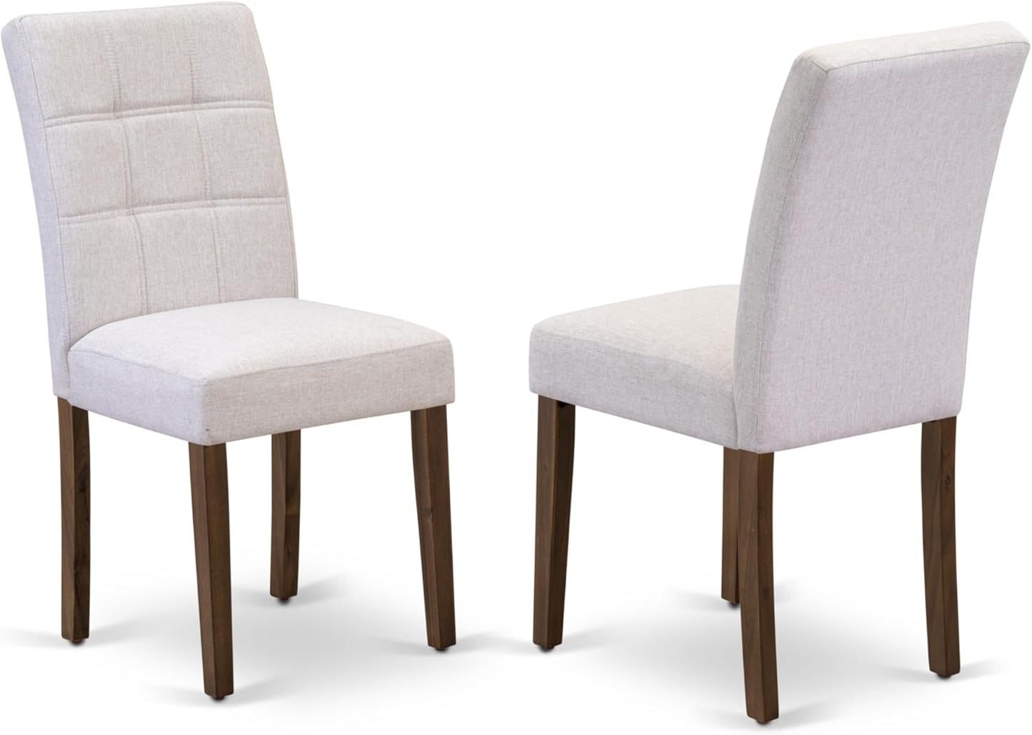 East West Furniture ANAS5-AWA-08 5 Piece Mid Century Dining Table Set Consists A Kitchen Table and 4 Mist Beige Polyester Fabric Dining Chairs, Antique Walnut