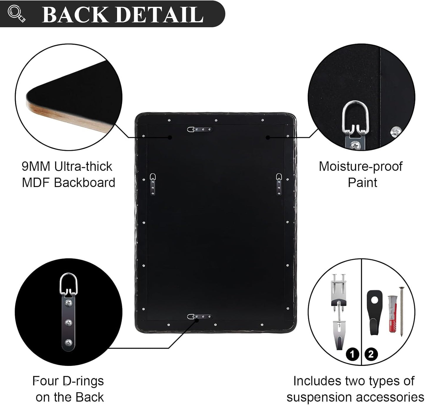 ANDY STAR Hand-Forged Black Bathroom Mirrors for Wall, 30x40 Inch Vintage Solid Steel Metal Frame Bathroom Vanity Mirror, Antique Rounded Rectangle Wall Mirror, Hangs Horizontally or Vertically