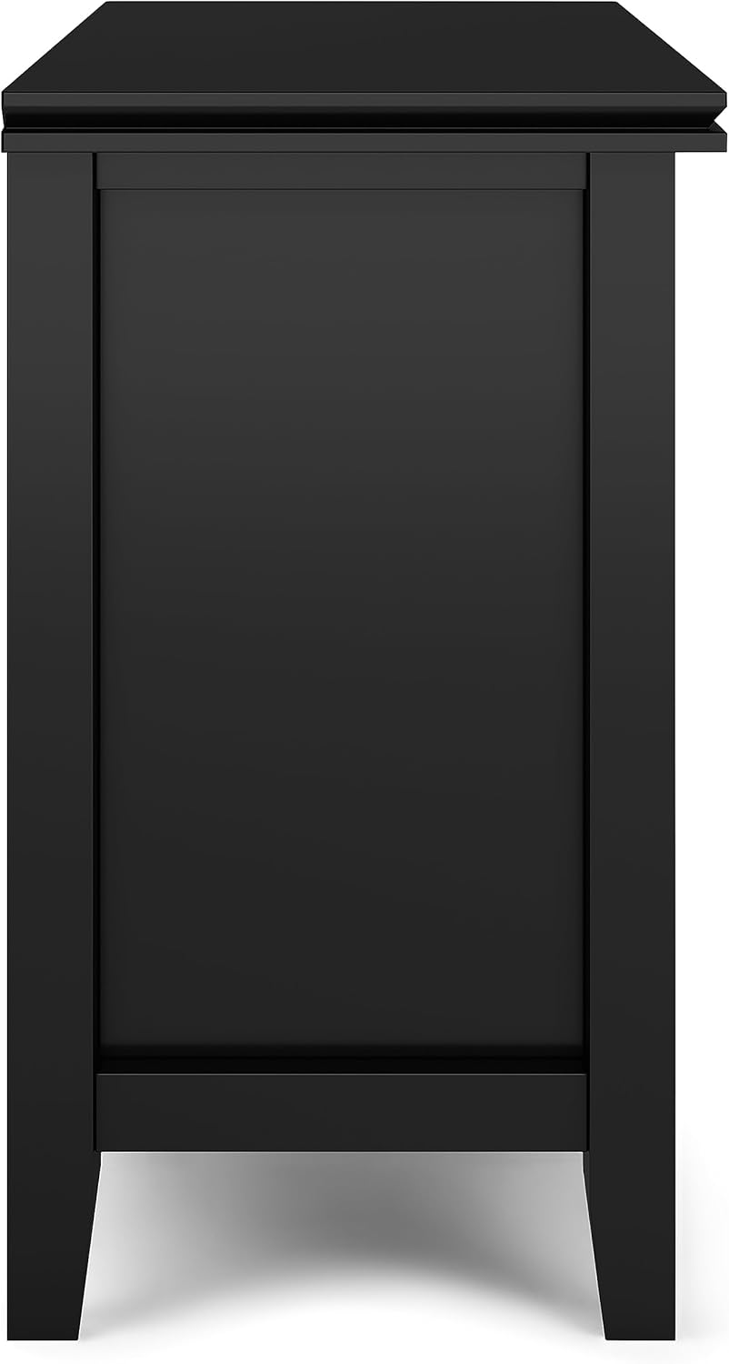 SIMPLIHOME Artisan Solid Wood 24 inch Wide Contemporary Bedside Nightstand Table in Black for The Living Room and Bedroom