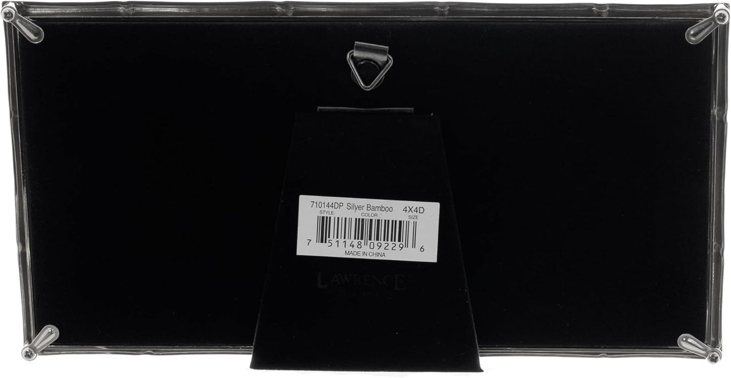Lawrence Frames 4x4 Double Silver Metal Picture Frame with Bamboo Design