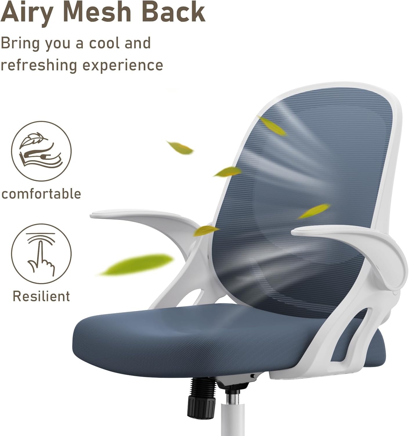 Home Office Chair Work Desk Chair Comfort Ergonomic Swivel Computer Chair, Breathable Mesh Desk Chair, Lumbar Support Task Chair with Wheels and Flip-up Arms and Adjustable Height