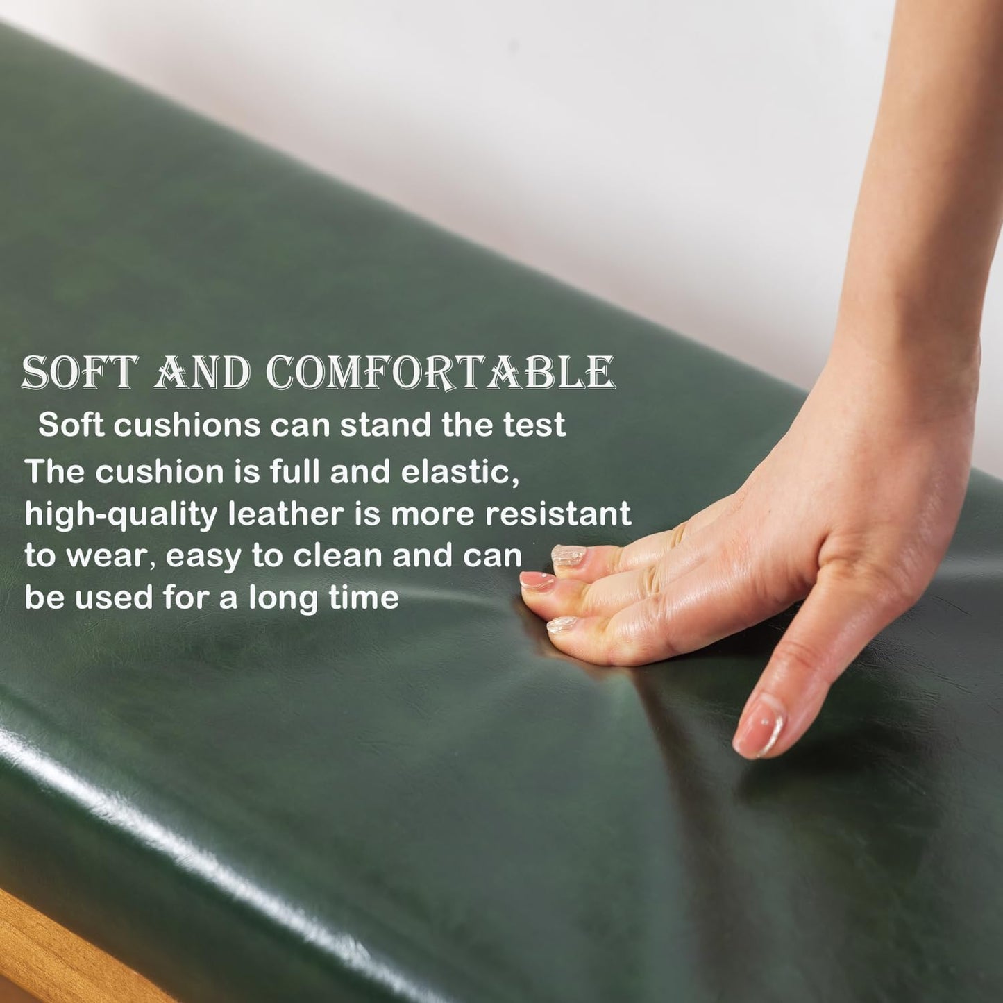 latifolia Solid Wood Bench, Entryway Shoe Bench with Cushion, Flip-Open Storage Compartment, 2-Tier Shoe Organizer(Green,39.70''L)