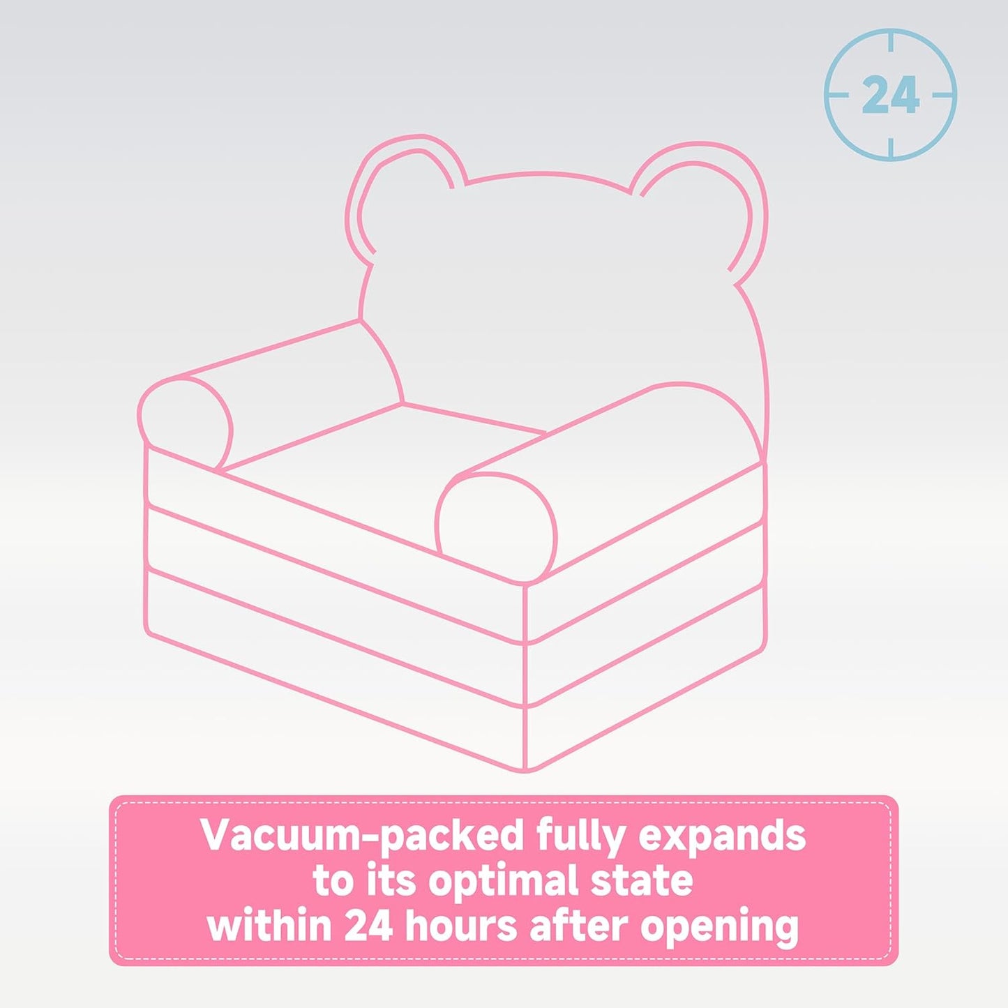 MONKISS Kids Couch, Comfy Toddler Chair, 2 in 1 Fold Out Kids Sofa to Lounger, Baby Sleeper Chair, Toddler Furniture, Birthday Gifts for Boys and Girls, 1~4 Years Old, Bear