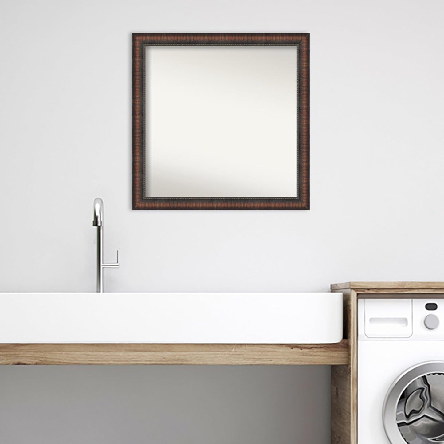 Amanti Art White Bathroom Mirror for Over Sink, 29x29 Cabinet White Narrow Square Vanity Mirror, Large Modern Frame, Hangs Horizonally and Vertically, Bathroom Wall Decor, Non-Beveled Edge