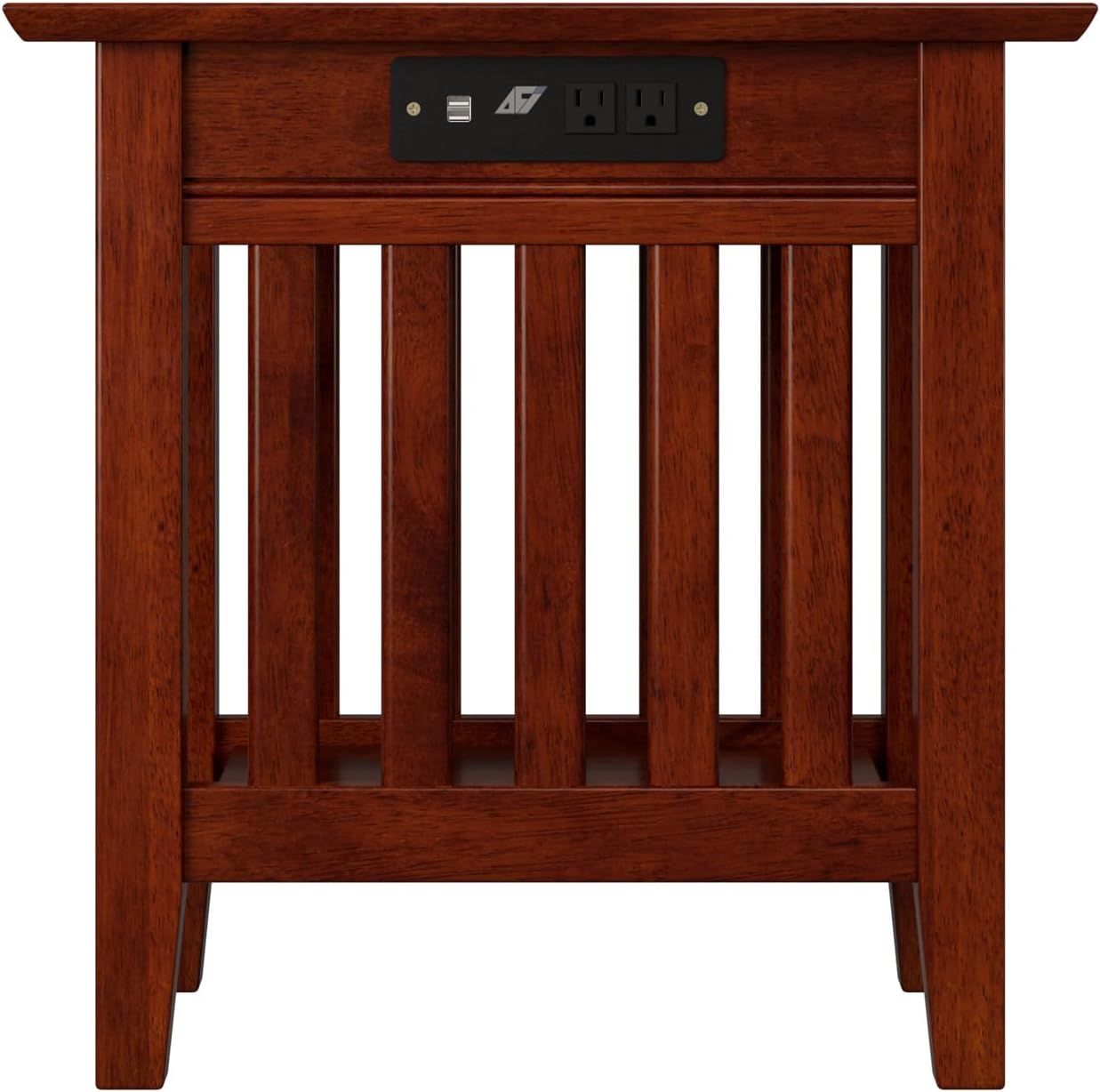 AFI, Mission Chair Side Table with Charging Station, Walnut