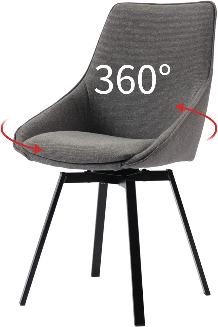Dining Chairs Set of 2 Dark Grey Living Room Chairs Fabric Upholstered Kitchen Chairs,Loads Up to 270lbs,Quick Assembly,Swivel Dining Chair