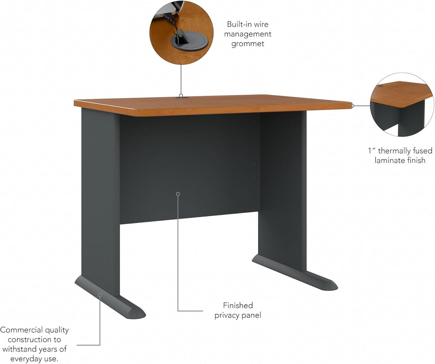 Bush Business Furniture Series A 36W Desk in Natural Cherry and Slate
