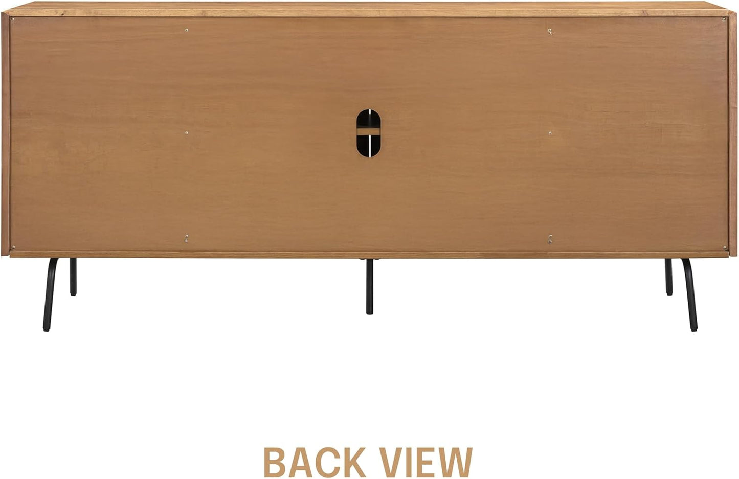 NTC MOSSIC Modern Sideboard with 4 Doors, Natural Rattan Storage Cabinet, Buffet with Metal Legs, Boho Accent Cabinet for Living Room, and Entryway, Effortless Assembly, Teak Look