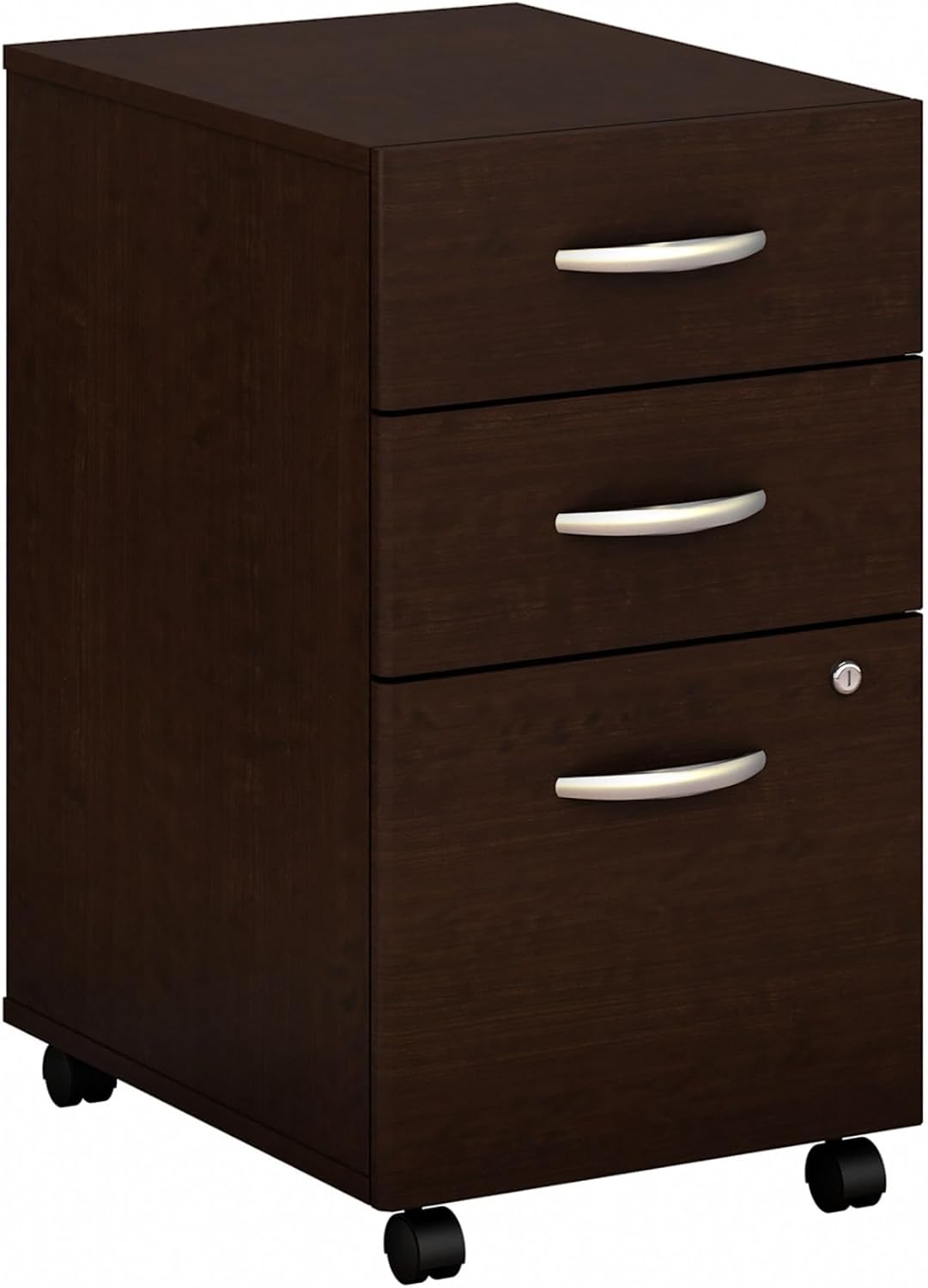 Bush Business Furniture Series C 3 Drawer Mobile File Cabinet in Mocha Cherry, Assembled Office Storage Unit for Home or Commercial Spaces