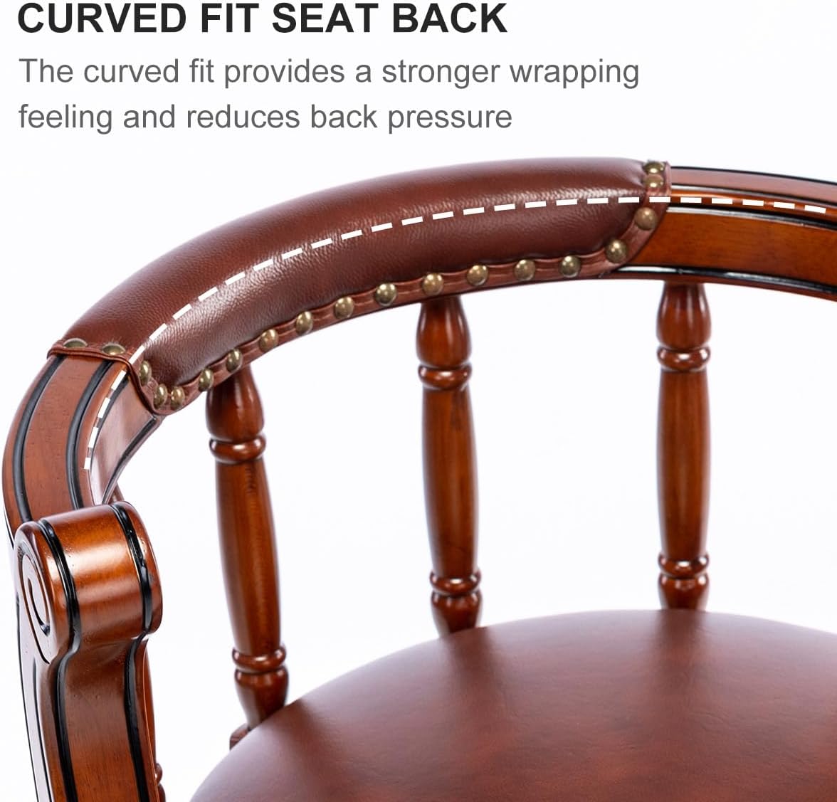 Cow top Leather Wooden Bar Stools, 360 Degree Swivel Bar Height Chair with Backs for Home Kitchen Counter, Morden Chair Barstools (Dark Blue 2pcs, Counter Height-Seat Height 26”)