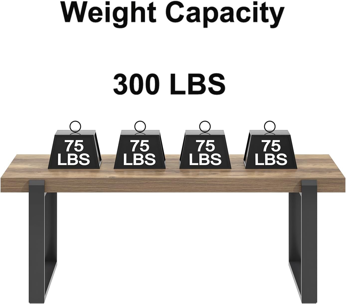 FOLUBAN Rustic Coffee Table, Modern Wood and Metal Industrial Center Table for Living Room, 47 Inch Oak