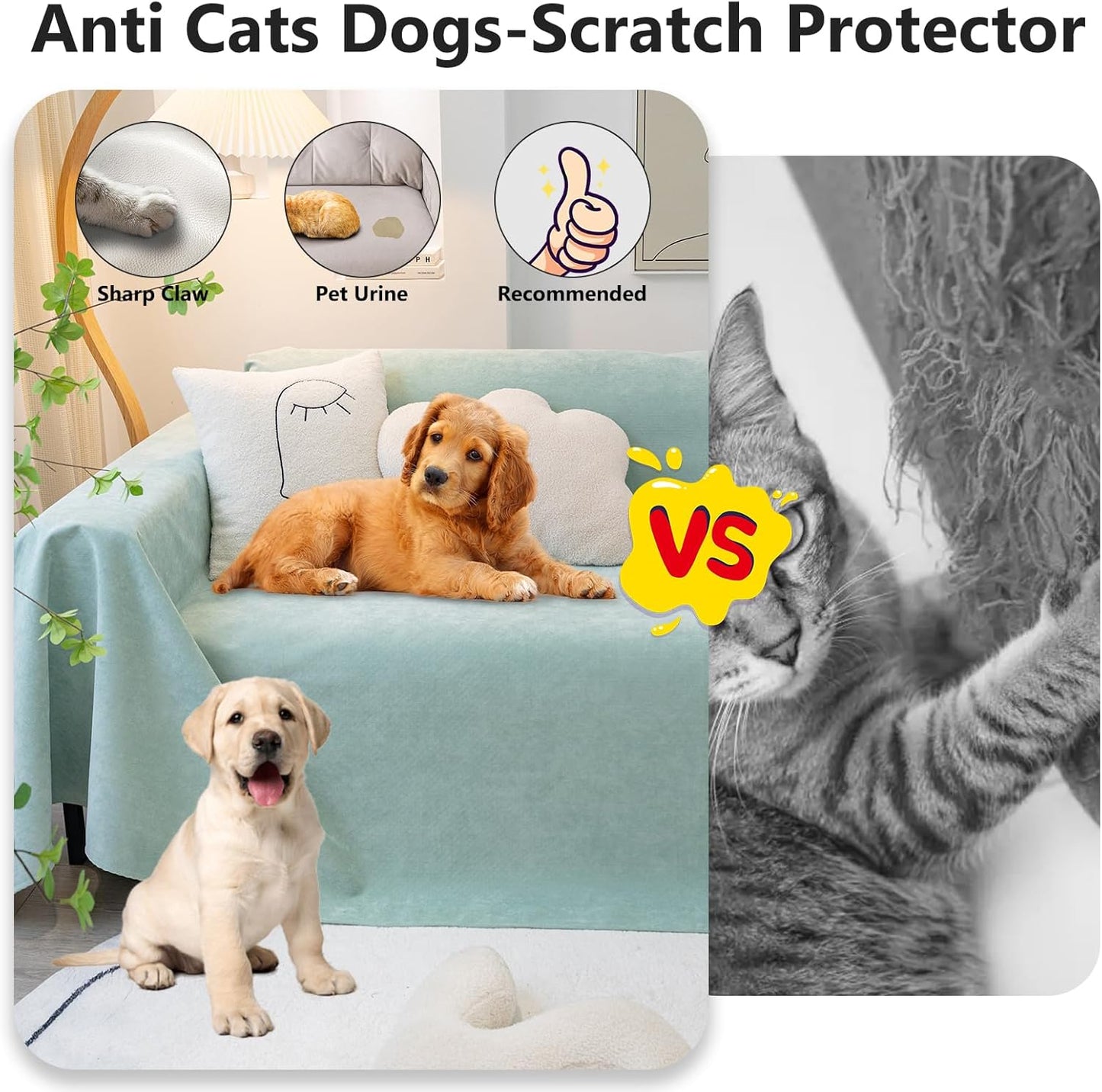 STACYPIK 100% Waterproof Sea Green Sofa Covers, Couch Cover for Sectional, Anti-Cat Scratch Furniture Protector, Washable Jacquard Sofa Cover for Dogs, Kids, Wear Resistant Sofa Slipcover-71X71IN