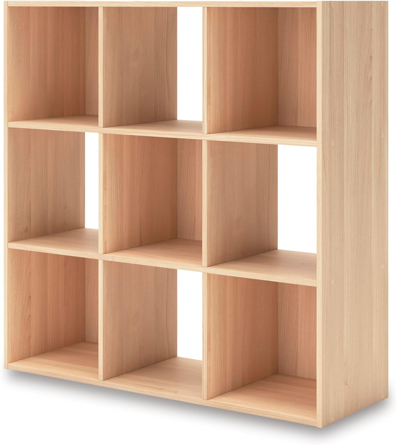 Signature Design by Ashley Piperton Contemporary 3-Tier Floor Standing 9 Cube Organizer for Living Room, Light Brown