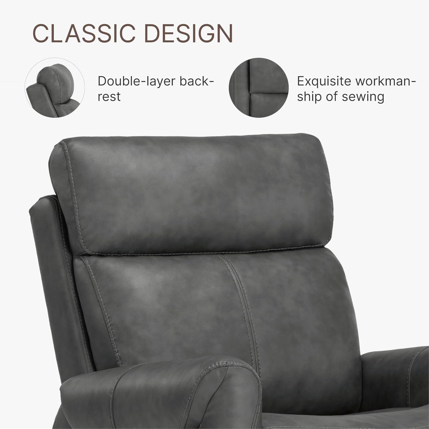 Leather Recliner Chair for Adults Wall Hugger RV Recliner with USB Charging Ports Electric Power Reclining Sofa for Living Room Home Theater Seating Bedroom