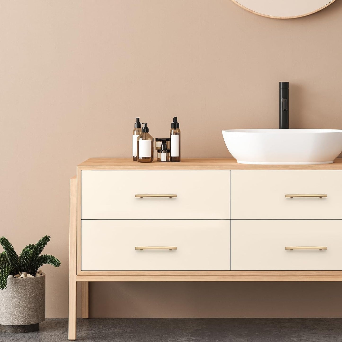 10 Pack Cabinet Handles 5" Hole Center - Curved Cabinet Pulls Champagne Bronze Drawer Pulls for Kitchen Cupboard Solid Handles for Dresser Drawer Arch Closet Hardware