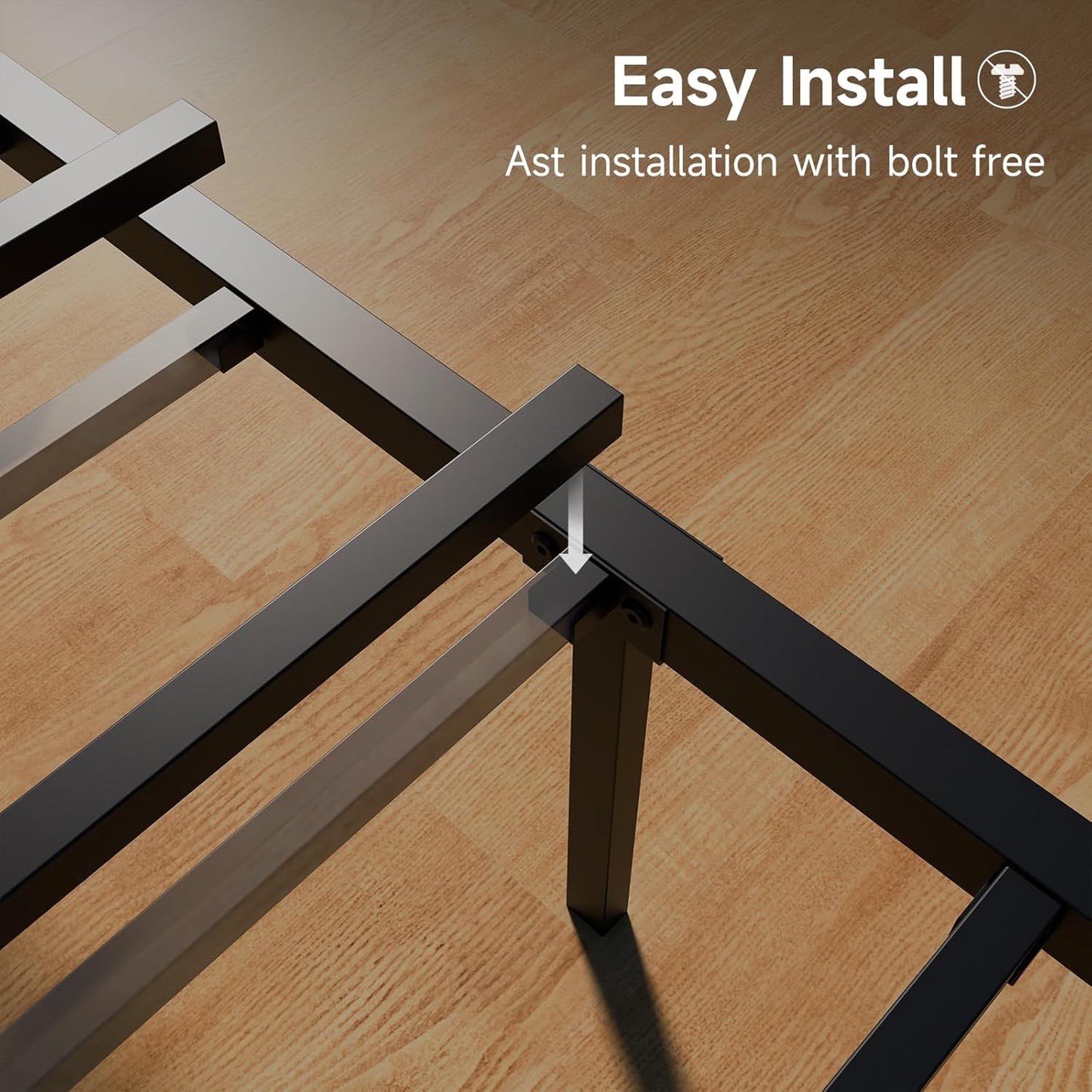 Z-hom Upgraded King Size Bed Frame, Heavy Duty Metal Sturdy King Bed Frame with Modern Wood Headboard & Footboard, Stable Platform Bed Furniture Bed Storage, No Noise, No Box Springs, Vintage Brown