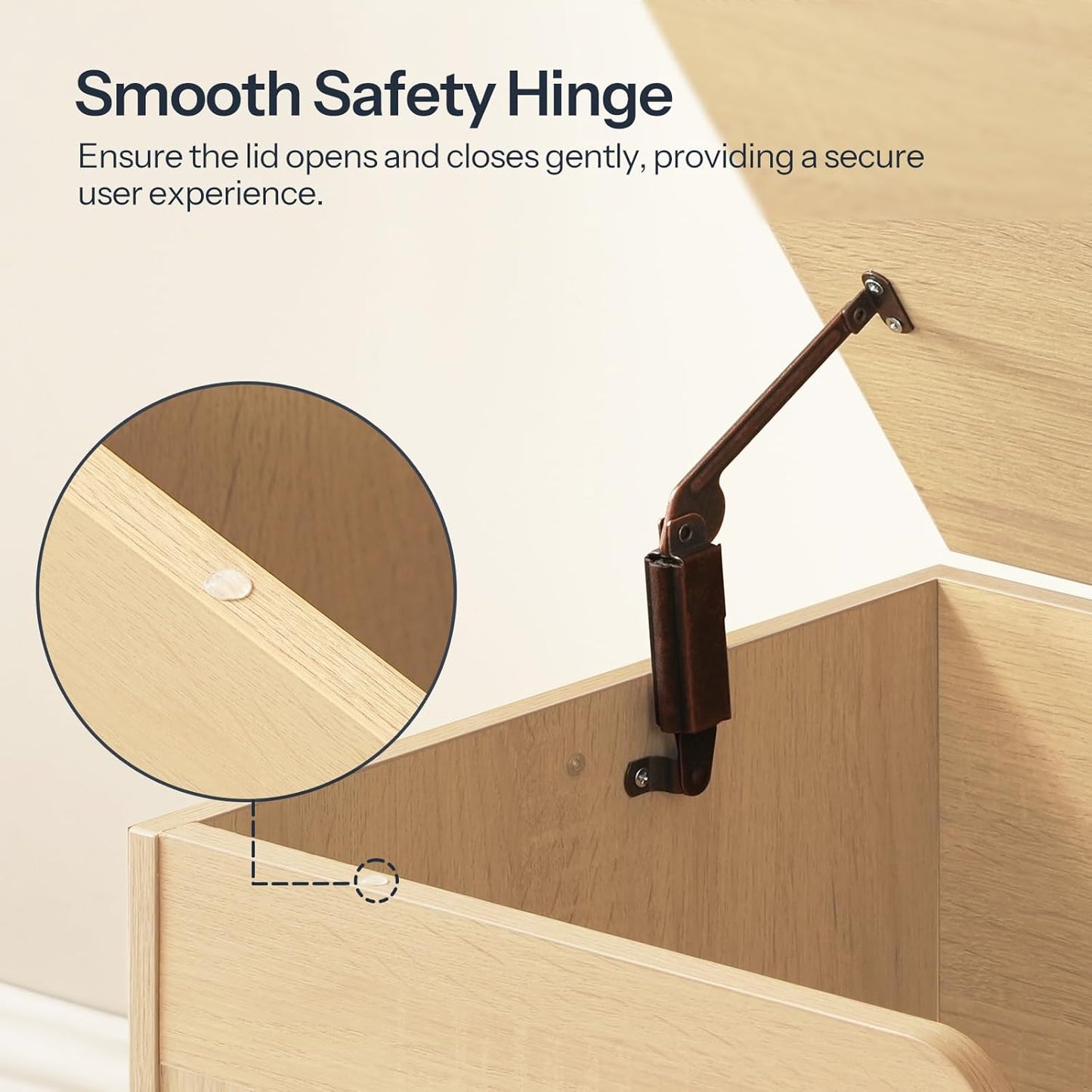 HOOBRO Storage Bench, 43.3" Toy Box, Rattan-Like Storage Chest, Sturdy Entryway Bench Supports 220 lb, Toy Chest, Safety Hinge, U-Shaped Opening, Easy Assembly, Natural NL22CW01