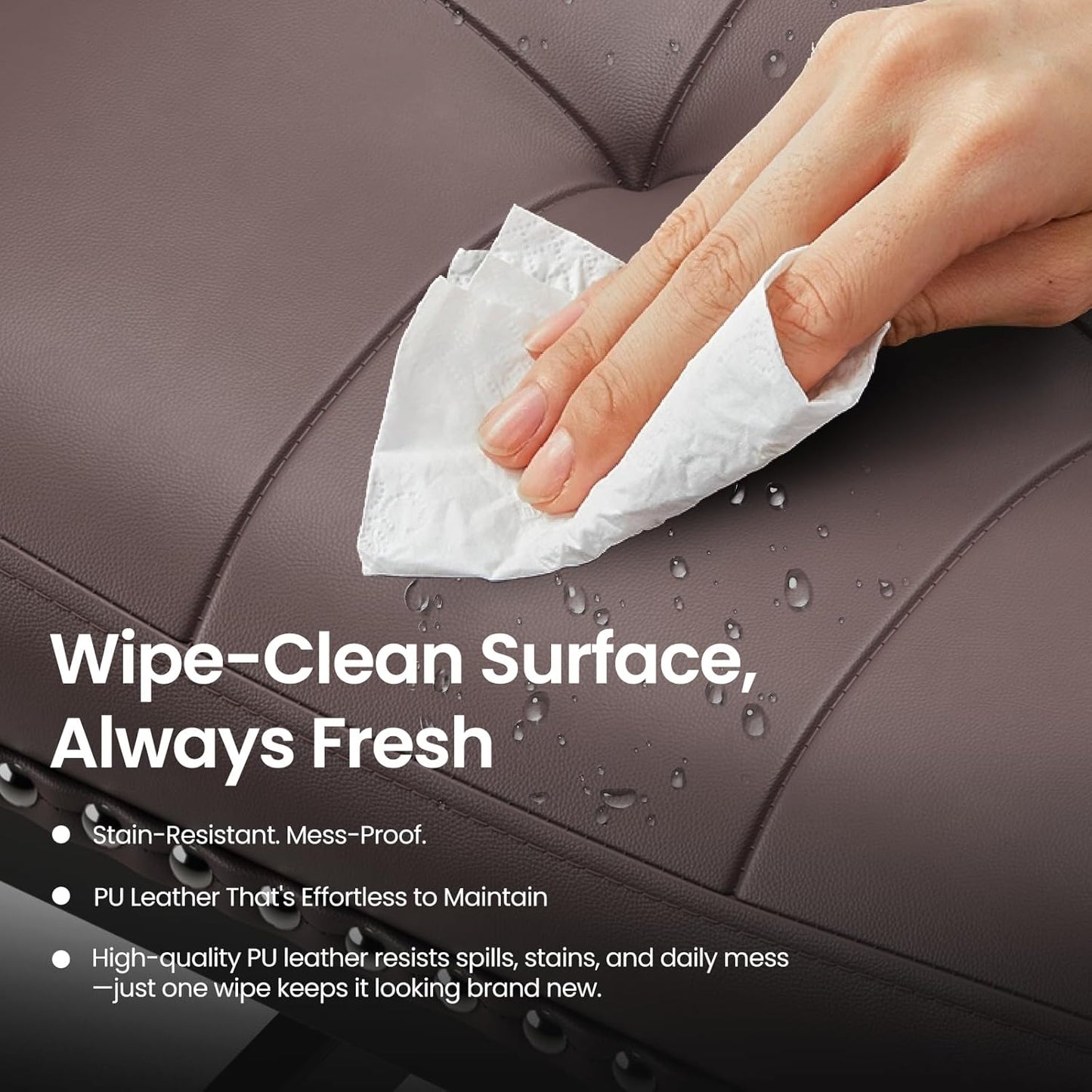 MALOL Set of 3 Saddle Bar Stools Counter Height 24.4”, Brown Backless Barstools for Kitchen Island, Modern PU Leather Cushioned Seat, Bar Chairs for Kitchen Counter, Breakfast Bar Stools for Home