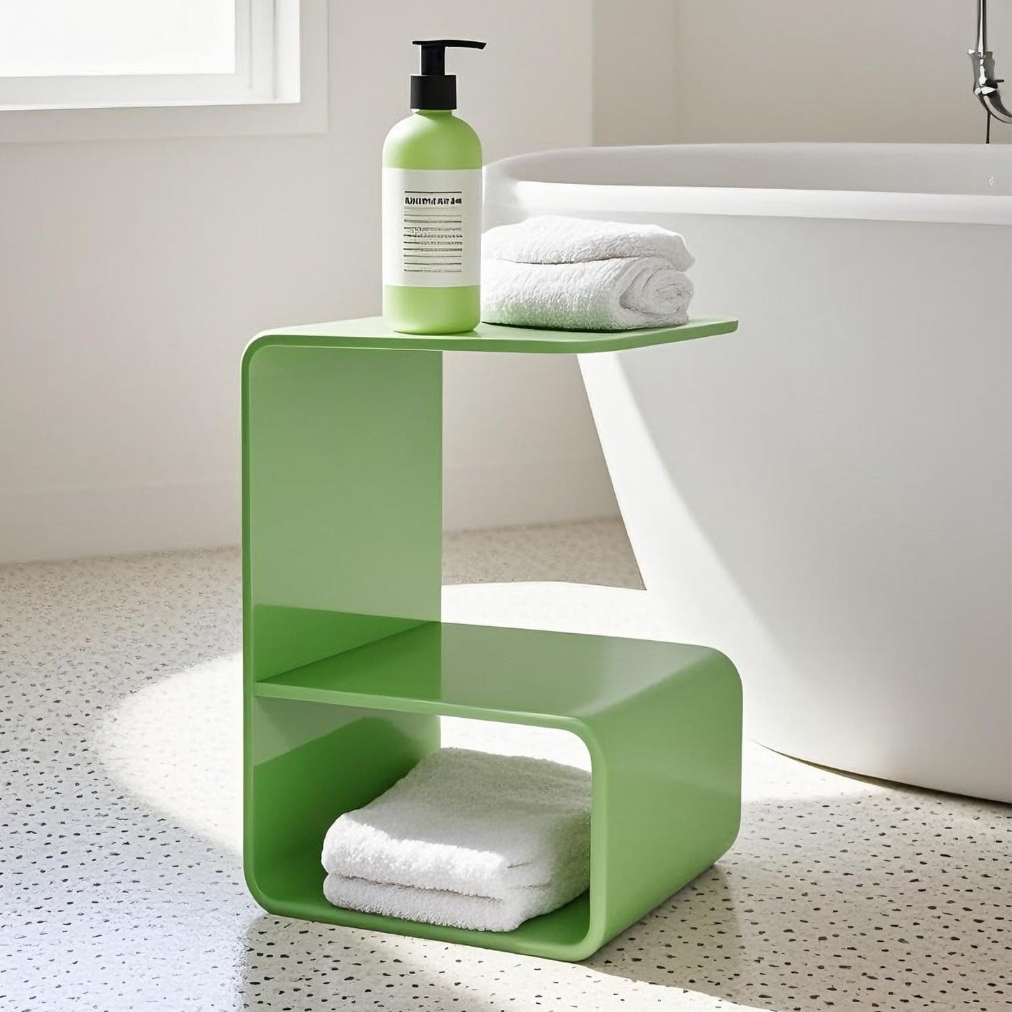 Acrylic End Table for Nightstand,21" H C-Shaped End Table for Living Room,Bathroom,Bedside Table for Bedroom.Side Tables for Living Room for Small Spaces