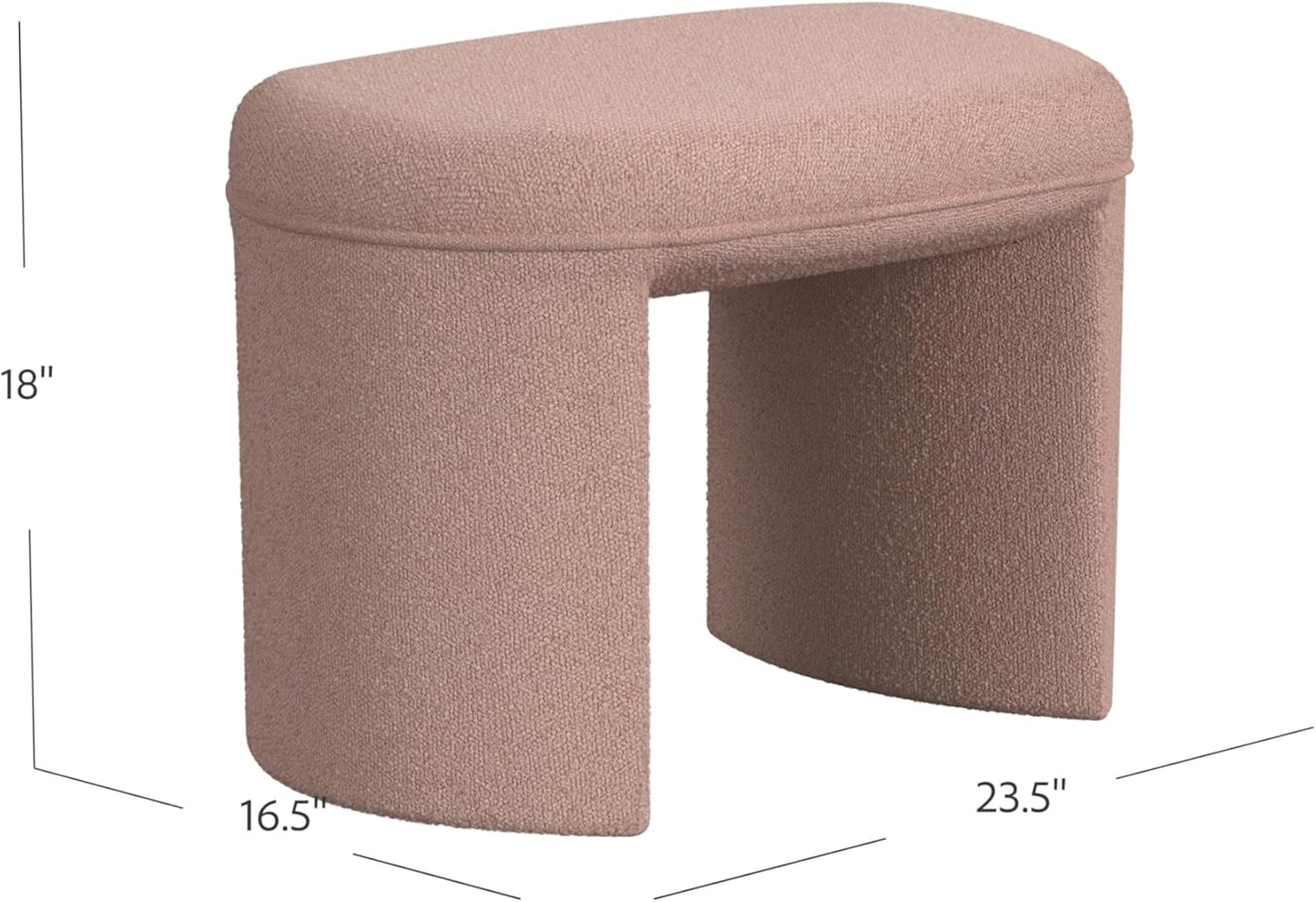 HomePop Quinn Modern Ottoman Home Décor|Ottoman for Living Room & Bedroom - Pink Boucle