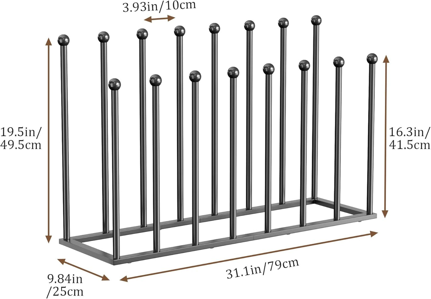pickpiff Free Standing Shoe Racks - 19.5 Inches Boot Rack Organizer Tall Boots for 8 Pairs, Black Metal Boot Rack Organizer Tall Boots for Dorm Room, Closet, Entryway, Bedroom, Patio Outdoor, Hallway