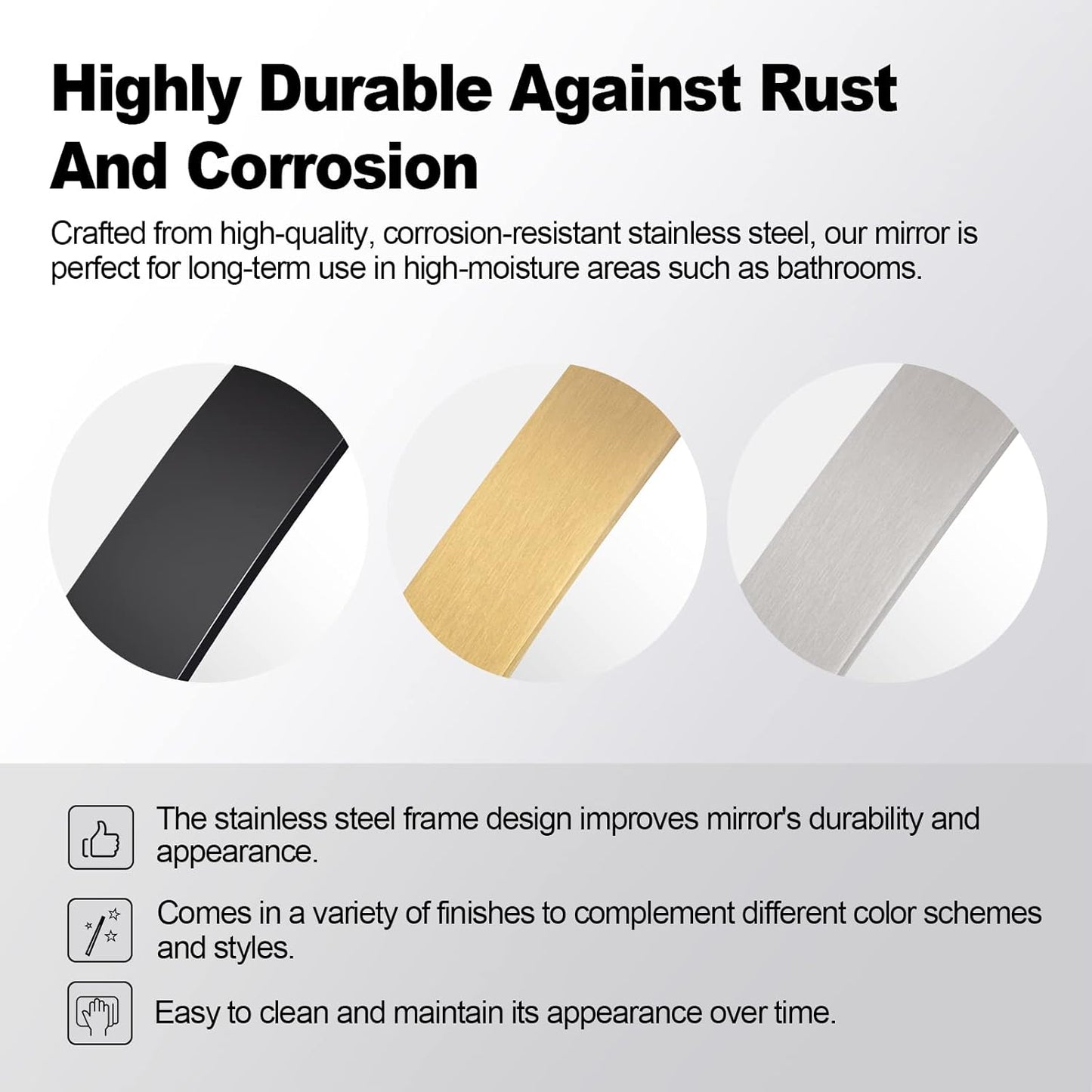 ANDY STAR Black Oval Mirrors for Bathroom, 24x36 Inch Matte Black Stainless Steel Metal Framed Oval Wall Mirror, Modern Vanity Mirror Wall Mount Horizontal or Vertical