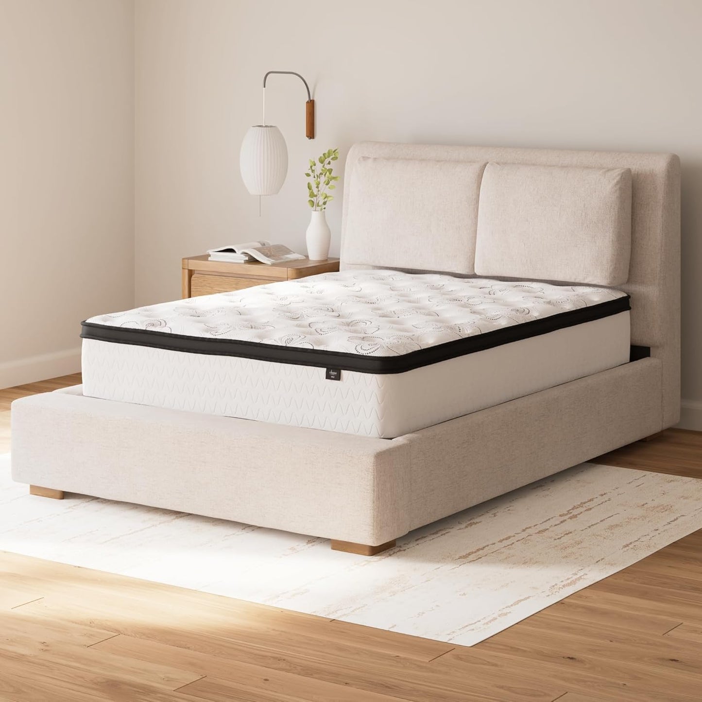 Signature Design by Ashley Queen Size Chime 12 Inch Medium Firm Hybrid Mattress with Cooling Gel Memory Foam for Pressure Relief, Fiberglass Free, Mattress In A Box