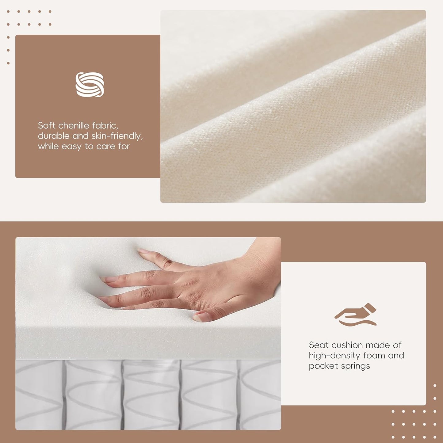 Mreax L-Shape Sectional Sofa with Movable Storage Ottoman and Multifunctional Armrest, 4 Seater Oversized Chenille Upholstered Cloud Couch for Living Room, Apartment, Unique Tufted Design, Beige