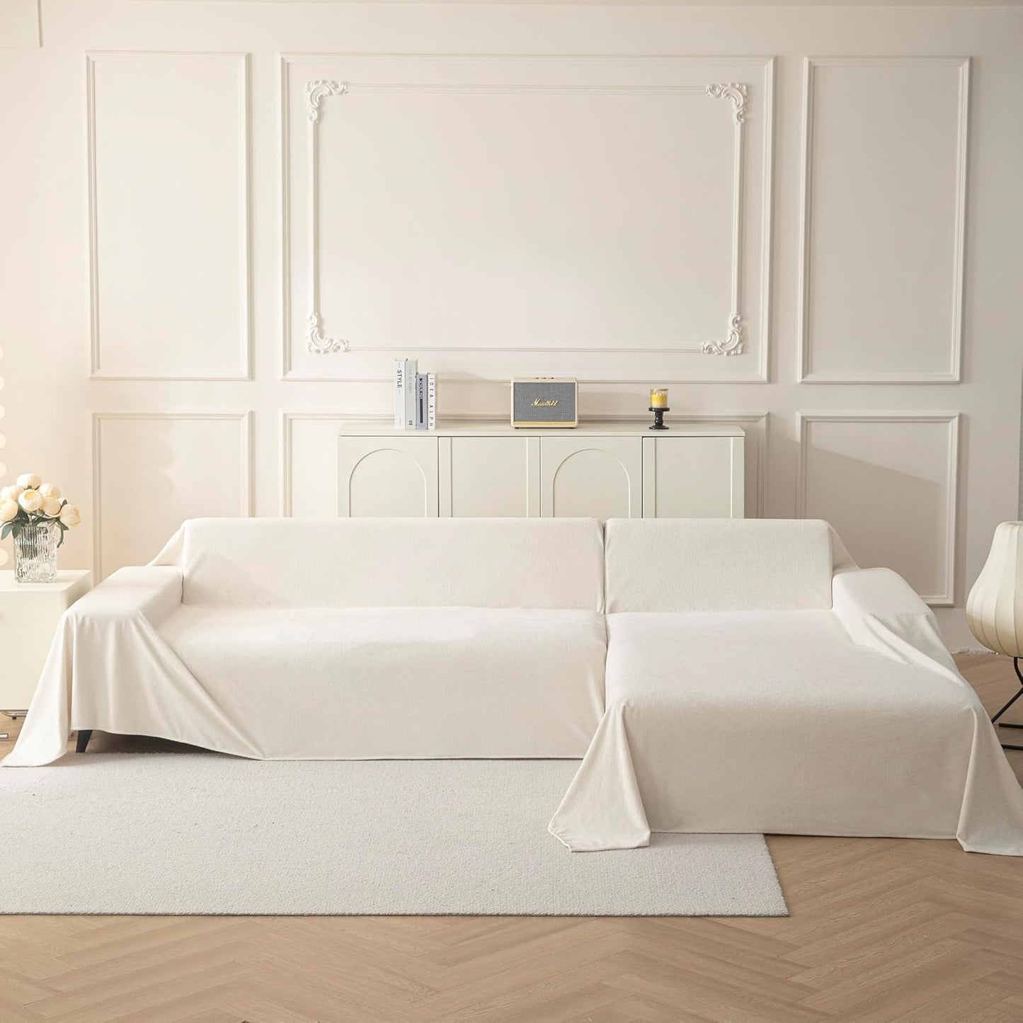 MYSKY HOME White Couch Covers, Sofa Covers for 3 Cushion Couch Sofa Pet Friendly, Dog Couch Cover Furniture Protector Cover, Non Slip Soft Sofa Cover, Sofa Covers Washable, 91" x 118"