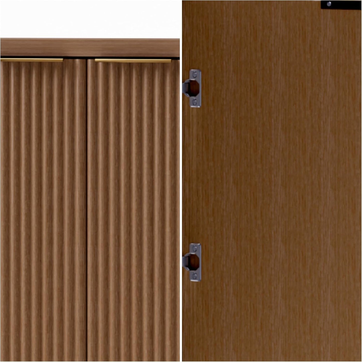 Buffet Cabinet, Sideboard Fluted Cabinet Modern Kitchen Buffet Storage Cabinets with Doors and Shelves, Wood Farmhouse Coffee Bar Station for Entryway & Dining Room & Living Room, Walnut