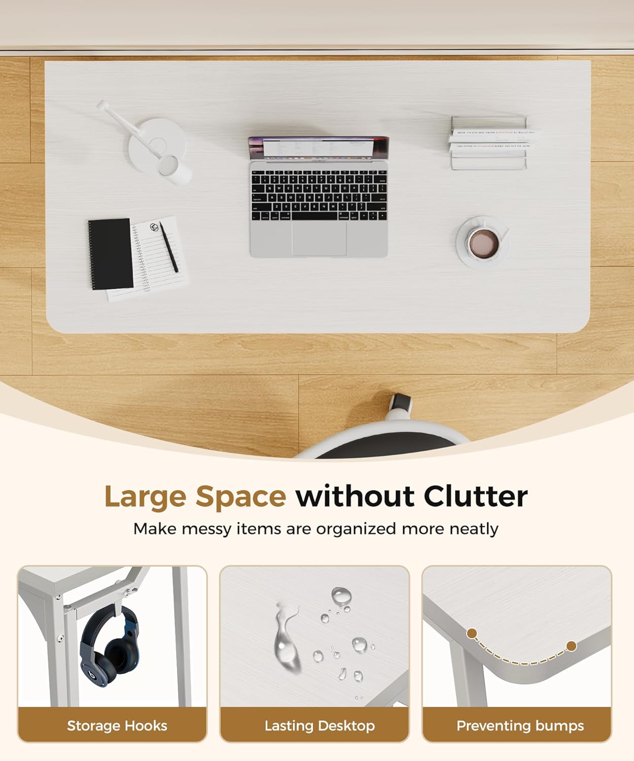 Folding Desk Small Foldable Desk for Small Space, 31.5 Inches Writing Computer Desks in Study, Home Office Foldable Office Desks for Bedroom, White