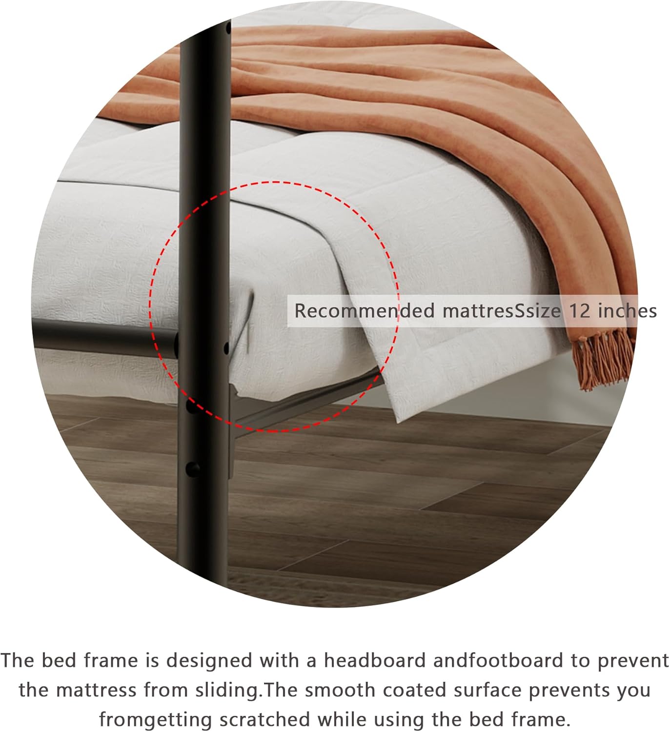 Metal Platform King Bed Frame with Headboard Sturdy Steel Slats Support No Box Spring Needed Easy Assembly Black