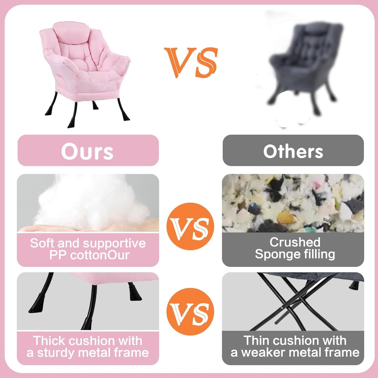 Lazy Chair, Reading Armchair, Large Modern Lounge Accent Chair, Leisure Sofa Chair for Living Room, Bedroom, Dorm Room (Pink)