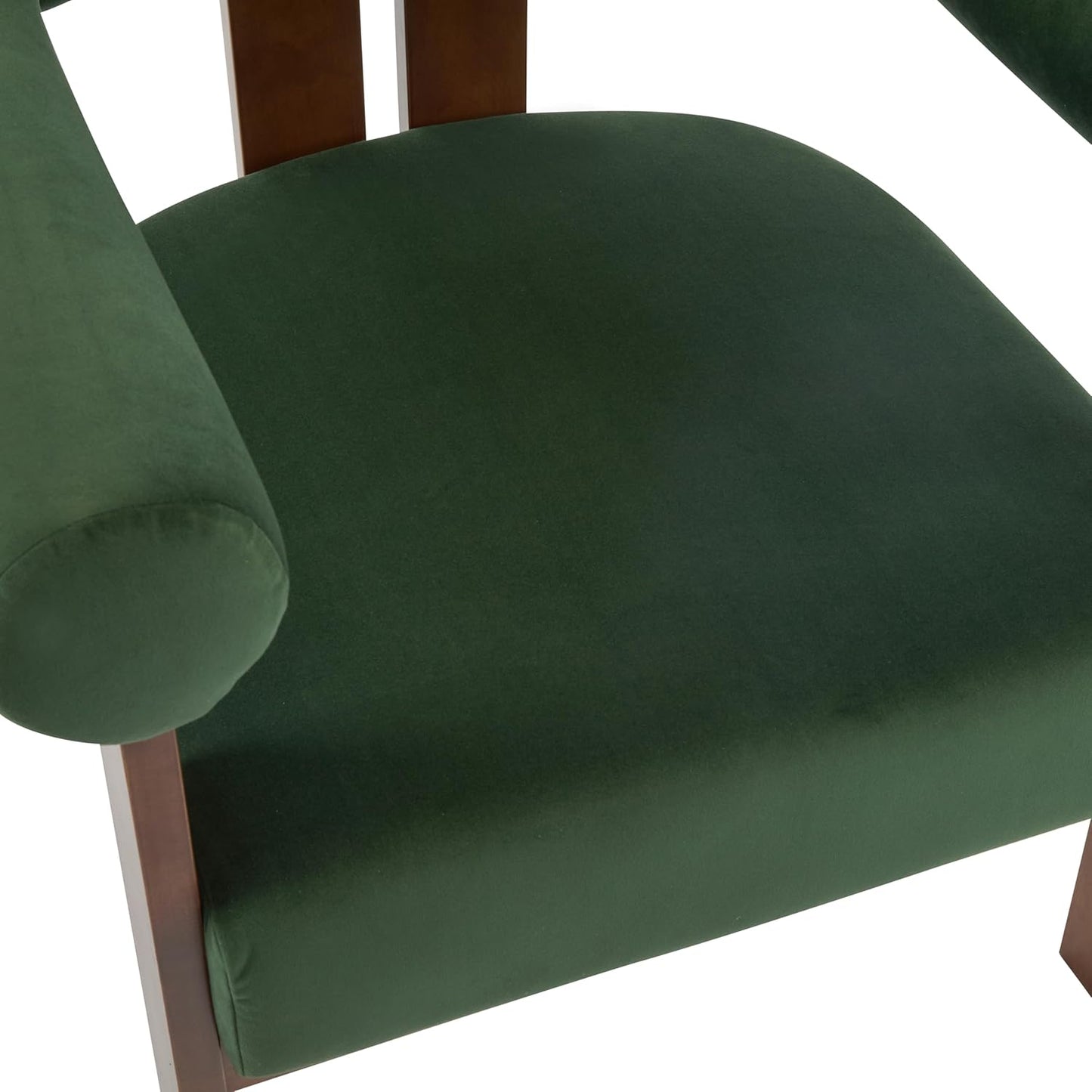 Christopher Knight Home Modern Velvet Upholstered Accent Chair for Living Room, Home Office, Apartment, Arm Chair with Curve Backrest and Birch Wood Legs, Three Legs Structure, Forest Green and Brown