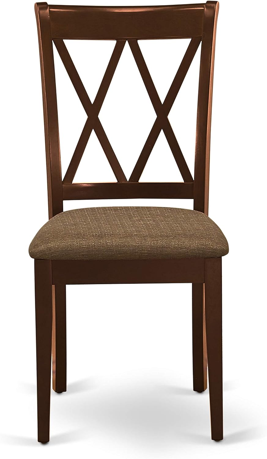 East West Furniture HBCL5-MAH-C 5 Piece Dining Room Table Set Includes a Round Kitchen Table with Pedestal and 4 Linen Fabric Upholstered Dining Chairs, 42x42 Inch, Mahogany