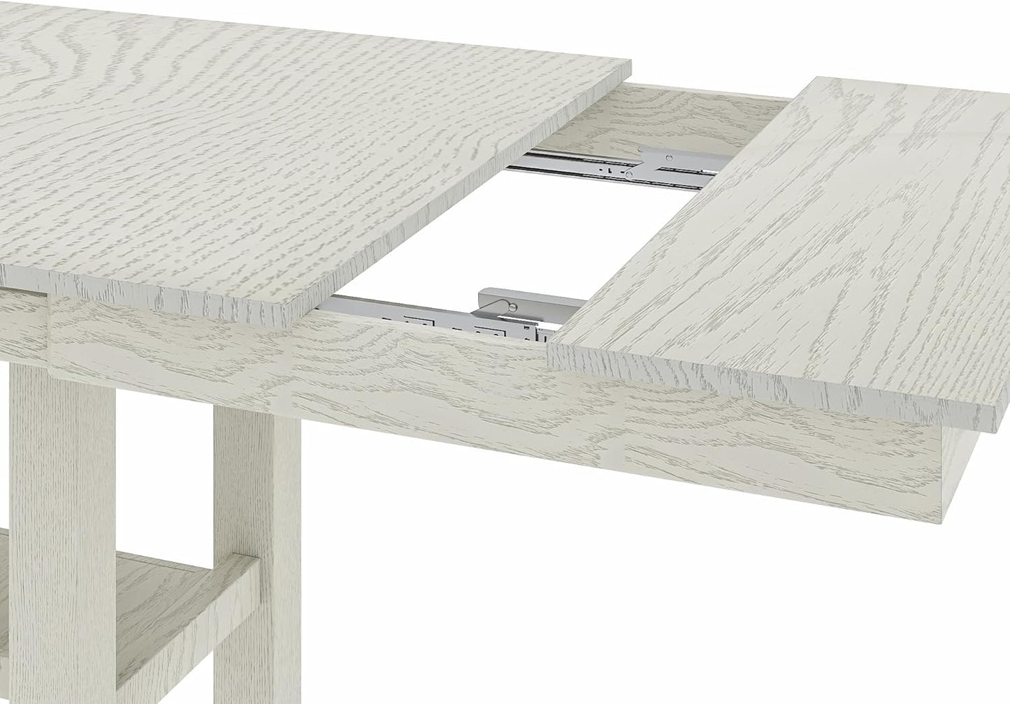 Solid Wood Extendable Farmhouse Dining Table for 4-6, Space-Saving Design for Home Kitchen and Dinner, Grey