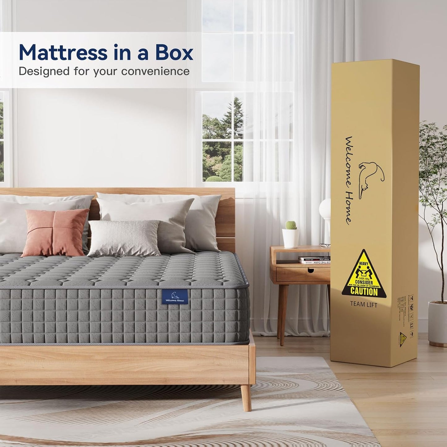 Vesgantti 8 Inch Multilayer Hybrid Full Mattress - Multiple Sizes & Styles Available, Ergonomic Design with Memory Foam and Pocket Spring, Medium Firm Feel, Grey