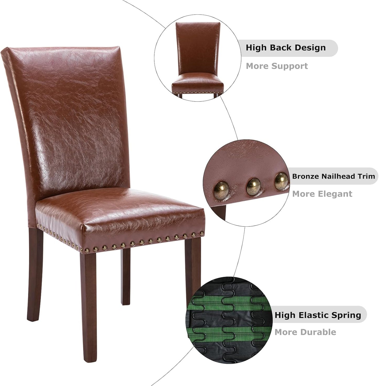 COLAMY 5-Piece Extendable Dining Table Set for 4, 36" Kitchen Round Wood Table with 4 Nailhead Dining Room Chairs,Light Brown/Light Brown