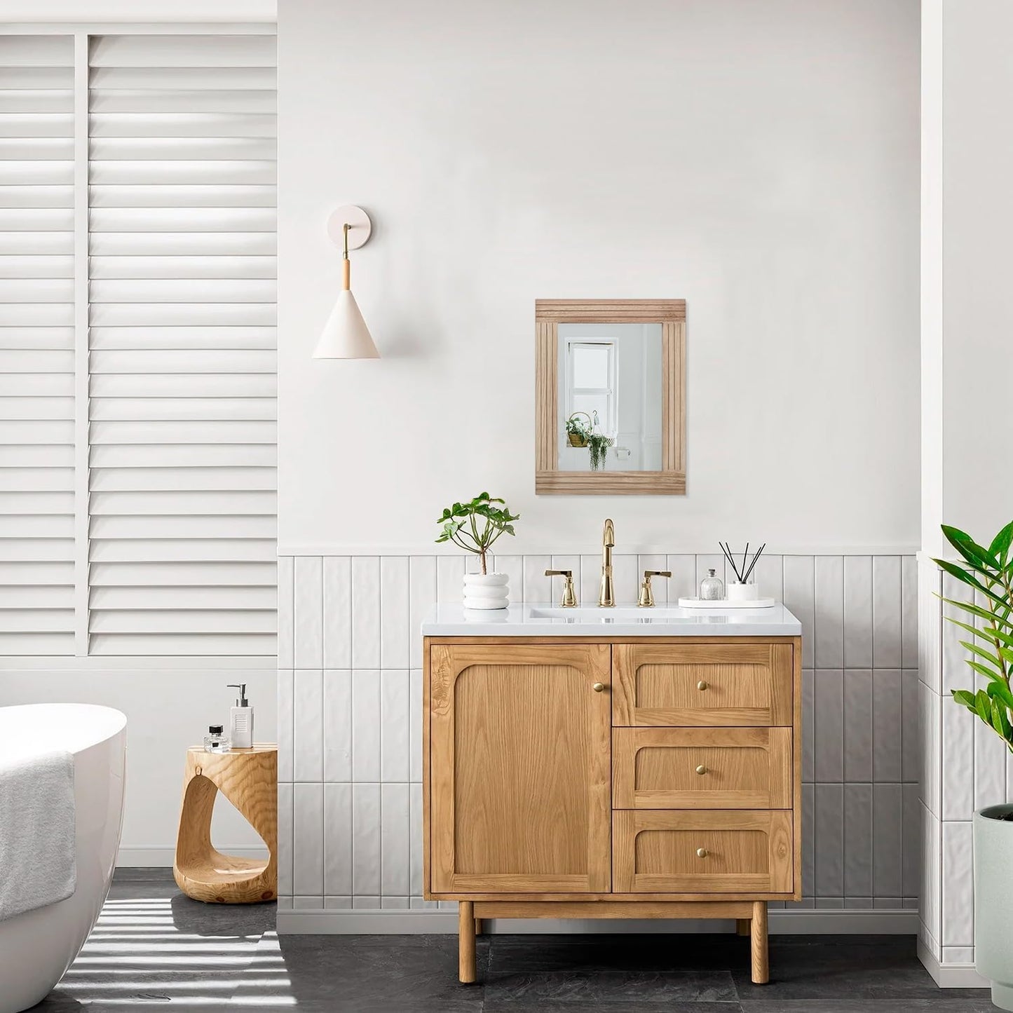 Mirrors for Wall Rustic Wooden Frame Rectangle Mirror Vintage Hanging Mirror for Bedroom Bathroom Living Room Farmhouse Wall Decor Small 16" x 12 "