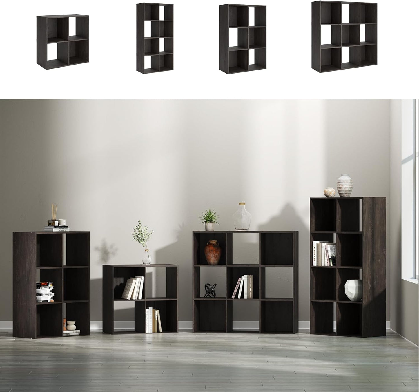 Signature Design by Ashley Piperton 9 Cube Storage Organizer or Bookcase, Charcoal