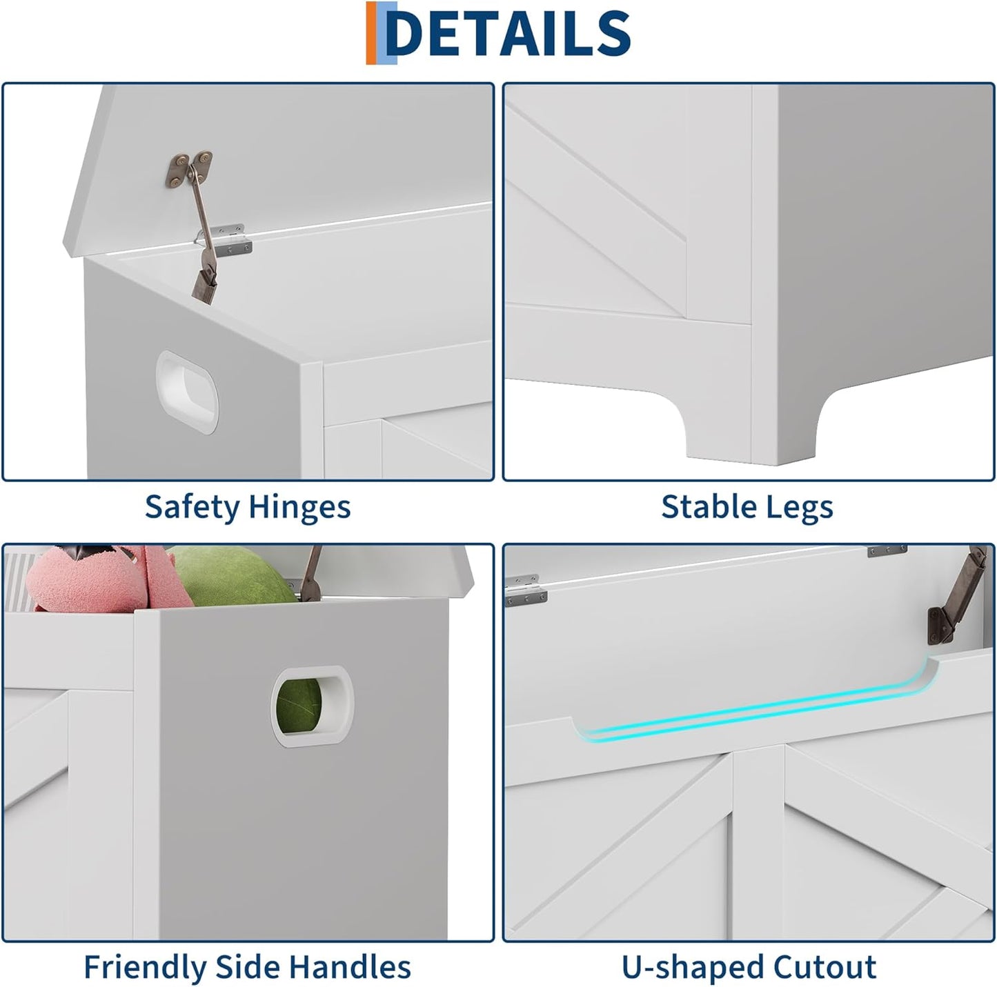 GarveeHome 39.4" Storage Chest, Wooden Storage Bench with Safety Hinges, Easy Assembly, Large Toy Chest for Entryway, Living Room, Bedroom