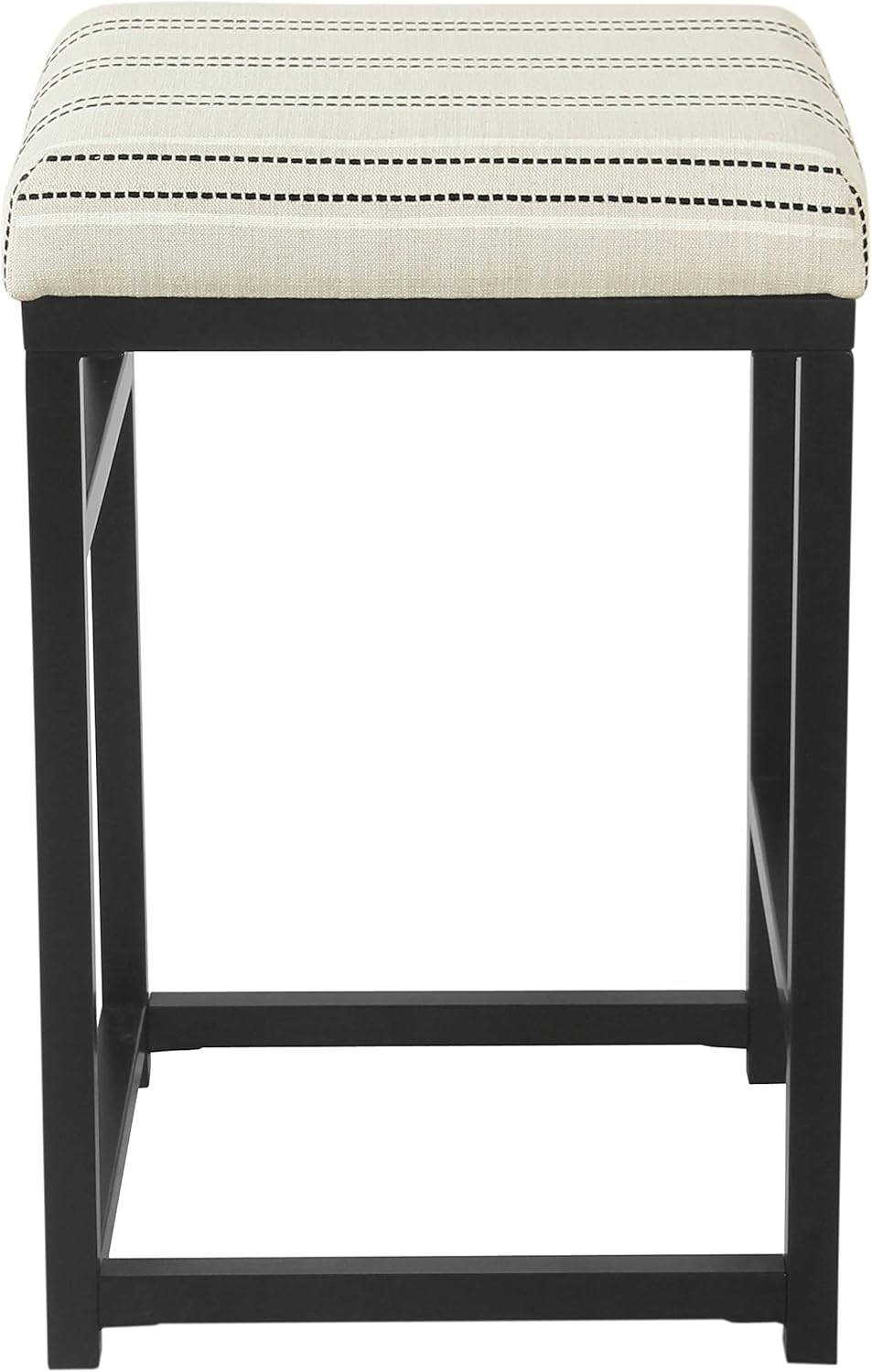 HomePop Home Decor | Modern 24-Inch Counter Stool | Backless Metal Frame Bar Stools Counter Height | Decorative Home Furniture, Black and White Stripe