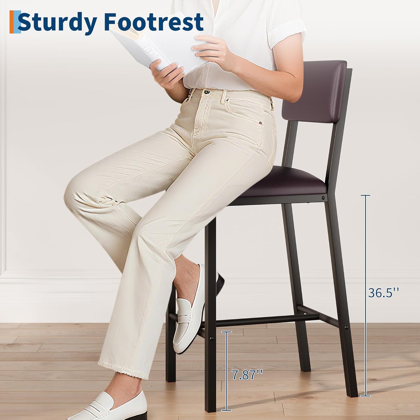 IDEALHOUSE Dining Table Set for 2 w/Counter Height Table & 2 Upholstered Bar Stools, 3-Piece Kitchen Table Set with Footrest & Corner Protector, for Kitchen Room, Apartment, Pub