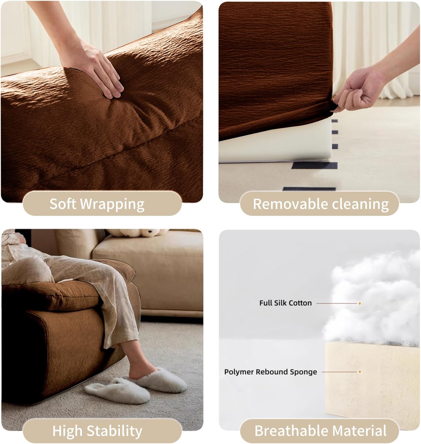 Bean Bag Chair - Memory Foam Bean Bag Chair for Adults, Comfy High-Resilience Single Sofa, Small Space Floor Chair, Chaise Lounge for Living Room, Bedroom (Dark Green, Cushions)