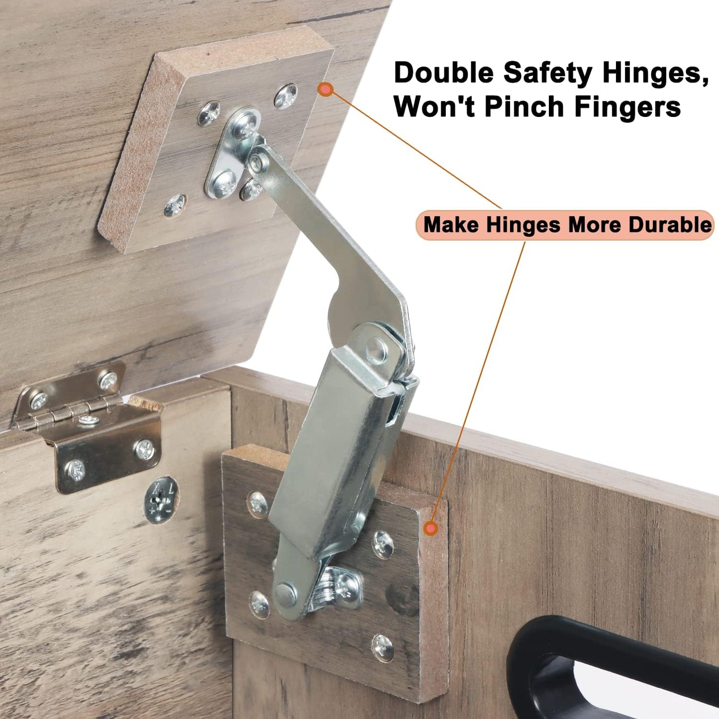 Storage Chest, Wooden Storage Bench, Entryway Shoes Bench with 2 Safety Hinges, Retro Storage Trunk for Living Room,Bedroom, 15.7 x 31.5 x 18.9 Inches, Grey