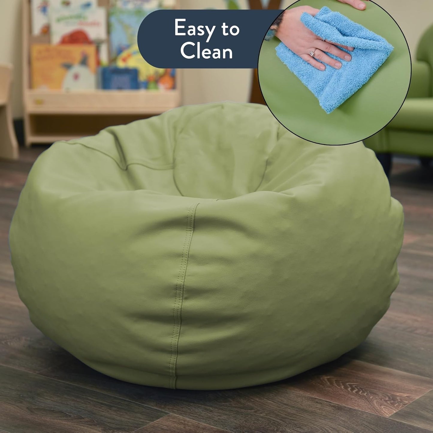 Children's Factory, CF610-036, 26" Go2 Bean Bag, Sage, Kids Flexible Seating for Reading Nook, Daycare, Playroom, Classroom, and Homeschool Furniture