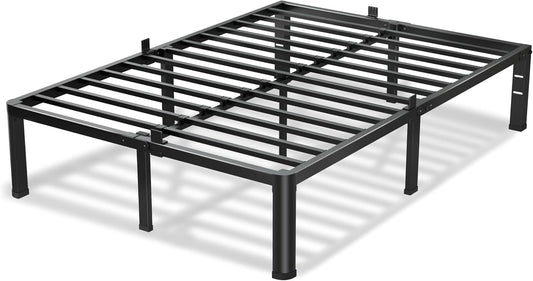 12 Inch Queen Bed Frame, 3500Lbs Heavy Duty Metal Platform with Round Corner Legs Mattress Slide Stopper, Steel Slat Support No Box Spring Needed, Noise Free, Non-Slip, Easy Assembly