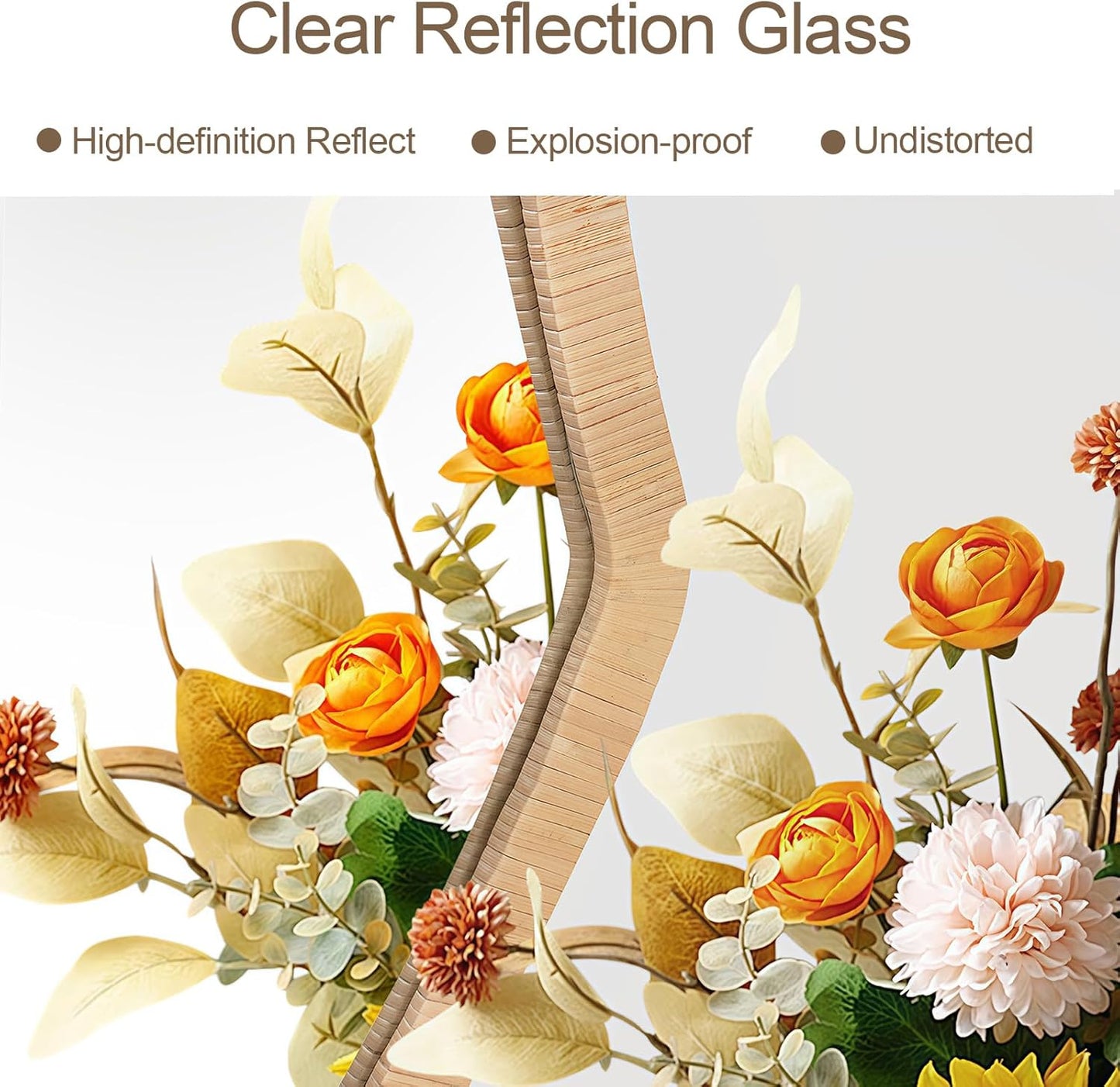 ULIKE Rattan Mirror for Wall, Bathroom 24 Inch Rustic Farmhouse Wall Decor with Handmade Wicker Frame, Boho Woven Mirror for Nursery Bedroom Living Room Entryway