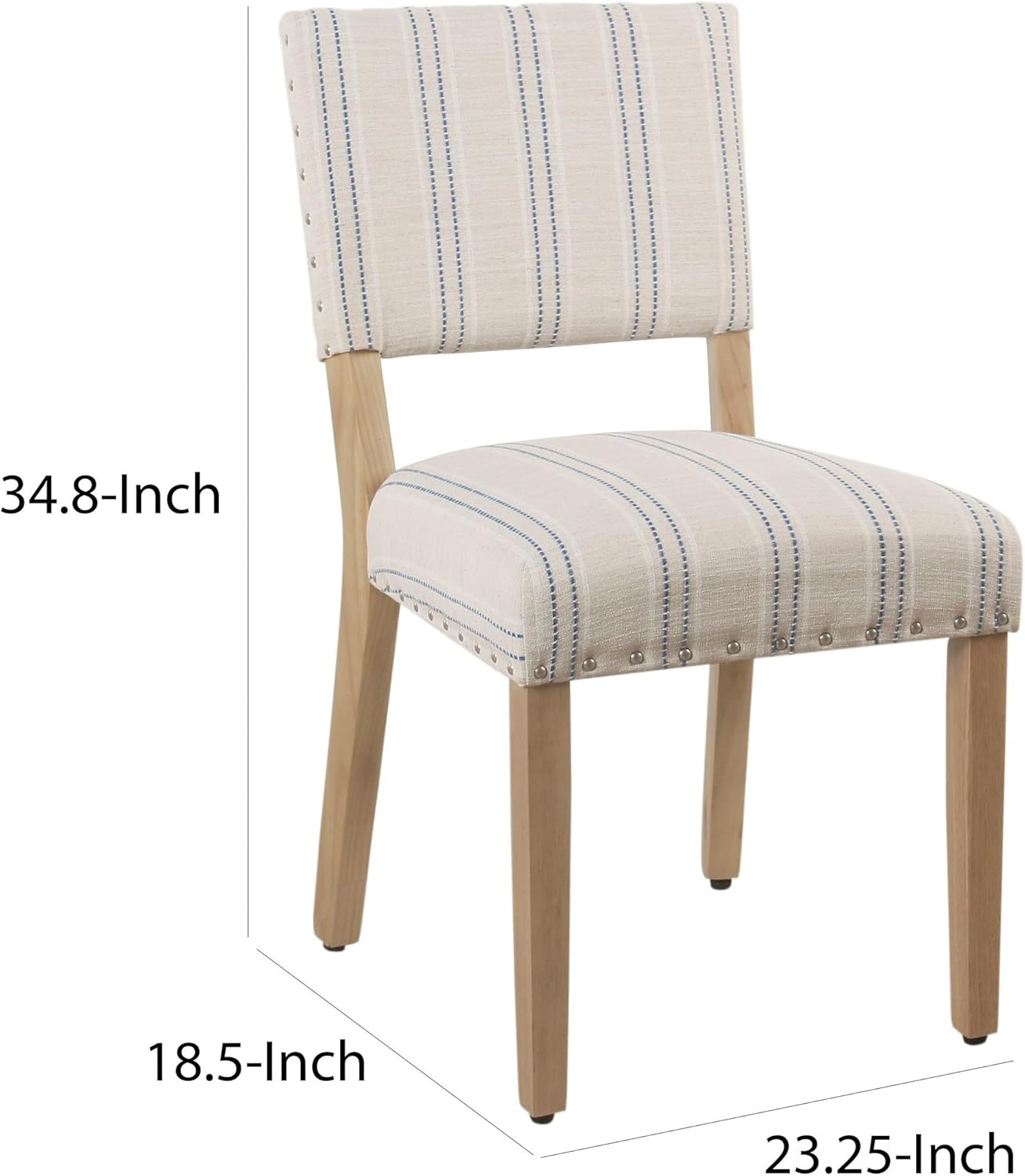 Homepop Home Decor | Upholstered Dining Chairs | Dining Chairs Set of 2 with Nailhead Trim | Decorative Home Furniture, Blue and White Stripes