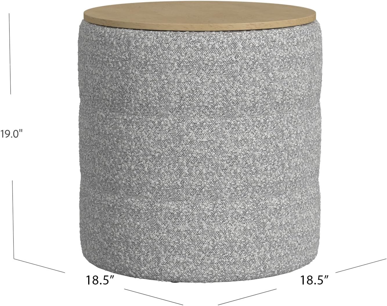 HomePop Channel Storage Ottoman with Wood Top - Cream Boucle with Gray Yarns
